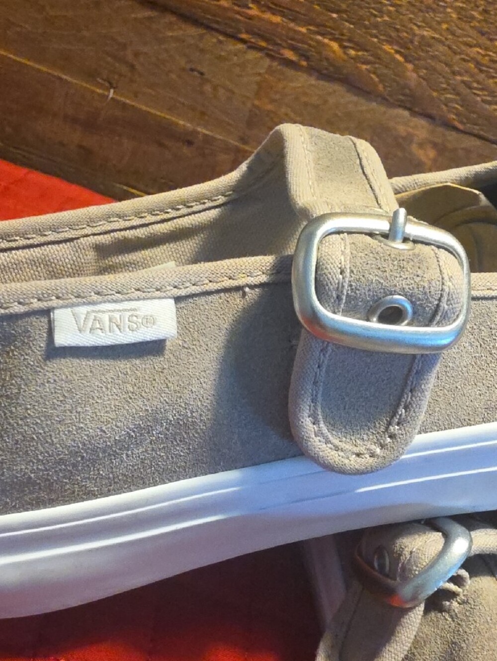 Vans Casual Mary Jane Suede Sneakers in Taupe and White - Picture 8 of 12